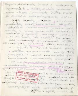 Rękopis wykładów Józefa Żurowskiego z zakresu archeologii przedhistorycznej  strona 70: pieczątka...