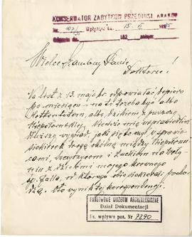 Rękopis listu Franciszka Biernata do Józefa Żurowskiego z dnia 13.06.1935 r. wraz z kopertą  stro...