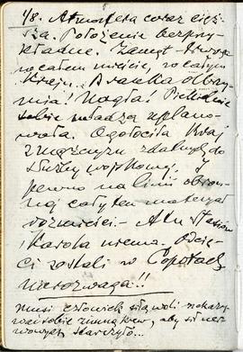 Notatnik nr 74 z odręcznymi notatkami Erazma Majewskiego z okresu od 28.07.1914 r. do 27.08.1914 ...