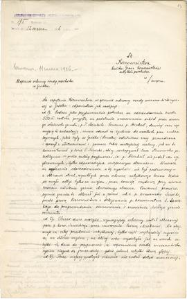 Rękopis  brudnopis. Pismo konserwatora Michała Drewko z dnia 11 marca 1926 r. do Kierownictwa Pań...