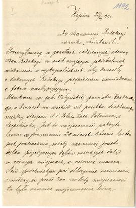 List od Jana Lesieckiego do Redakcji rocznika "Światowit" z dnia 22.03.1899 r. (rękopis...