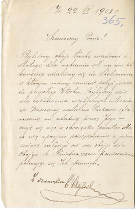 List od Edwarda Czajkowskiego do Erazma Majewskiego (rękopis)  strona 1