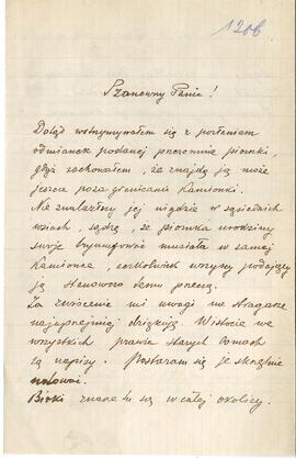 List od Ludwika Licińskiego do Erazma Majewskiego (rękopis)  strona 1