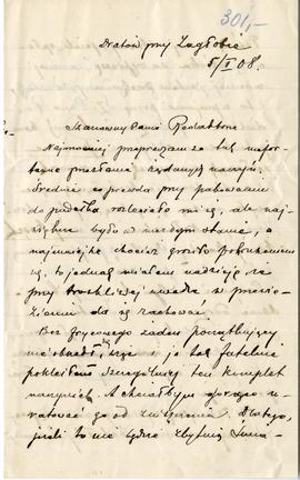 List od A. Chotyńskiego do Erazma Majewskiego (rękopis)  strona 1
