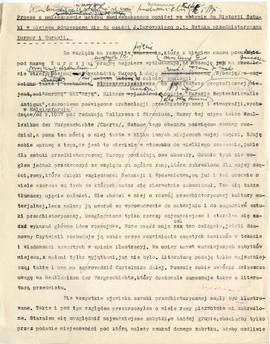 Fragment maszynopisu Józefa Żurowskiego z odręcznymi poprawkami stanowiący uzupełnienie artykułu ...