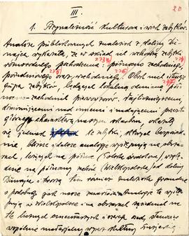 Fragment rękopisu artykułu Józefa Żurowskiego pt. Skarby halsztackiego okresu z doliny Dunajca wr...