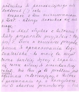 Rękopis listu Krystyny Wisłockiej (później Remerowej) do Józefa Żurowskiego z dnia 1.08.1921 r.  ...