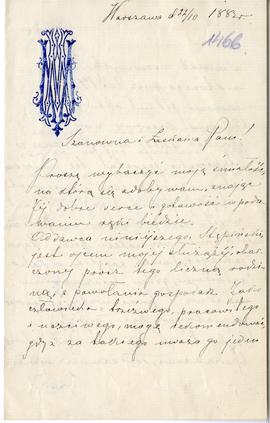 List od Marii Maszyńskiej do Erazma Majewskiego (rękopis)  strona 1
