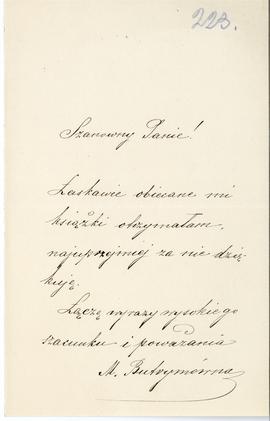 List od Marii Butrymówny do Erazma Majewskiego (rękopis)  strona 1