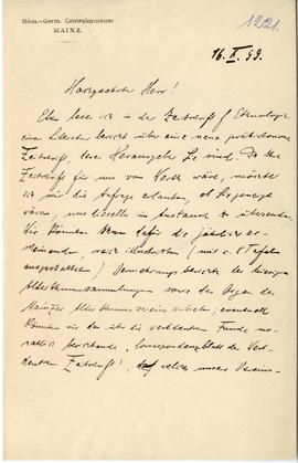 List od L. Lindenschmidta (?) do Erazma Majewskiego z dnia 16.10.1899 r. (druk  rękopis)  strona 1