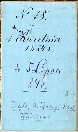 Notes nr 18 z wpisami odręcznymi  Erazma Majewskiego z okresu 01.04.1884 r.- 05.07.1884 r.  wykle...