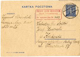 Kartka pocztowa z rękopisem listu Zygmunta Prószyńskiego do Józefa Żurowskiego z dnia 21.10.1928 ...