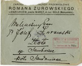 Rękopis listu Romana Żurowskiego do Józefa Żurowskiego z dnia 28.08.1927 r. wraz z kopertą w spra...