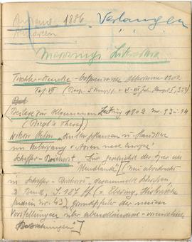 Fragment brulionu Józefa Żurowskiego z notatkami w języku niemieckim na temat kultury merowińskie...