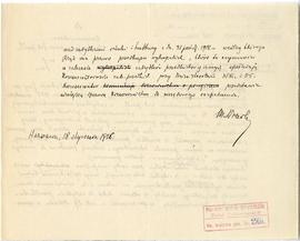 Rękopis. Pismo konserwatora Michała Drewko z dnia 18 stycznia 1926 r. do Kierownictwa Państwowego...