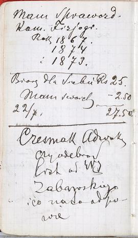 Notes nr 12 z okresu 07.1881 r .- 01.02.1882 r. Notatki odręczne Erazma Majewskiego   dot. spraw ...