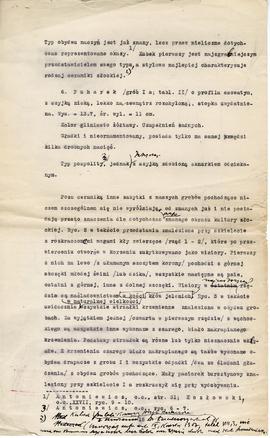 Maszynopis artykułu Józefa Żurowskiego pt. "Dwa groby kultury złockiej" z odręcznymi po...