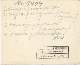 Zespół odręcznych notatek ze spisem stanowisk archeologicznych  strona 62: "1404"
