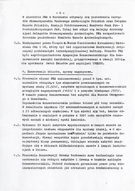Państwowe Muzeum Archeologiczne w Warszawie. Sprawozdanie z działalności w roku 1992.  Maszynopis...