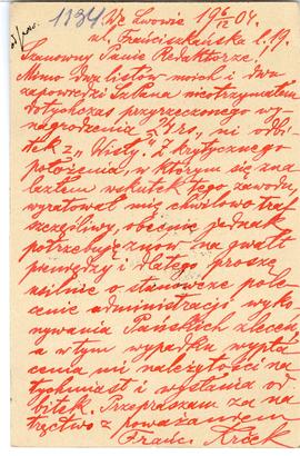 Karta pocztowa zaadresowana do Erazma Majewskiego - Redaktora "Światowita"  "Wisły...