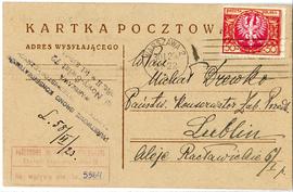 Kartka pocztowa. Kartka nadana 30 stycznia 1923 r. przez Prezydium Państwowego Grona Konserwatoró...