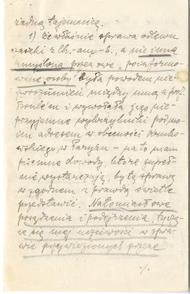 Rękopis listu Włodzimierza Antoniewicza do Józefa Żurowskiego z dnia 7.06.1928 r.  strona 3