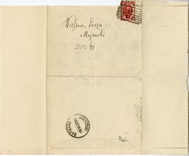 List od Karola Dunina do Erazma Majewskiego (rękopis  znaczek  stempel)  strona 2
