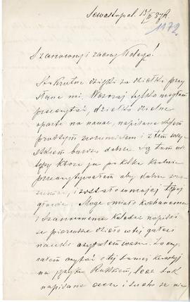 List (rękopis) od J. Kurzyjańskiego do Erazma Majewskiego  strona 1