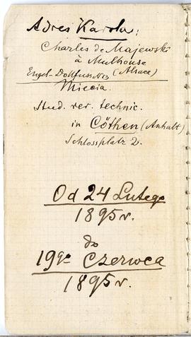 Notes nr  46 z wpisami odręcznymi  Erazma Majewskiego z okresu od 24.02.1895 r.-19.06.1895 r.  st...