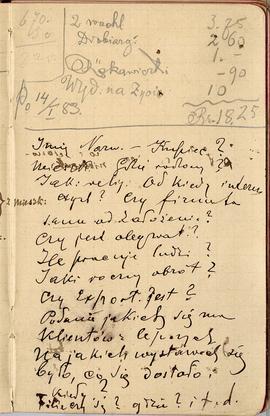 Notes nr 15 z wpisami odręcznymi Erazma Majewskiego z okresu 30.12.1882 r.- 08.08.1883 r.  strona.