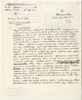 Rękopis - brudnopis. Pismo konserwatora Michała Drewko z dnia 4 maja 1926 r. do Kierownictwa Pańs...