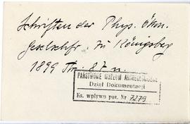 Fiszka z odręcznymi notatkami bibliograficznymi Józefa Żurowskiego  strona 2: "Schriften der...