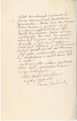 List od Tomasza Grabowskiego do Erazma Majewskiego (rękopis)  strona 2