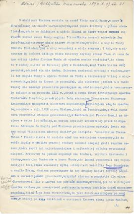 Maszynopis wypisów z K. Römera  Podanie o Kraku i Wandzie  "Biblioteka Warszawska"  t. ...