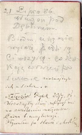 Notes nr 26 z wpisami odręcznymi  Erazma Majewskiego z okresu od 21.07.1886 r. - 05.12.1886 r. st...
