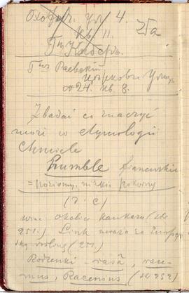 Notes nr 38 z wpisami odręcznymi  Erazma Majewskiego z okresu od 10.10.1891 r.-16.05.1892 r.  str...