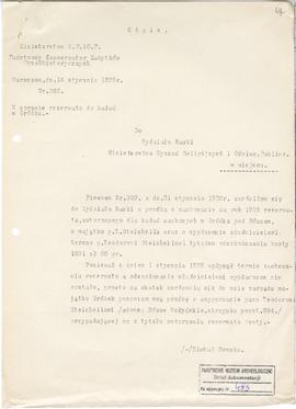 Maszynopis  odpis pisma konserwatora Michała Drewko z dnia 14 stycznia 1929 r. (nr kanc. pisma 38...