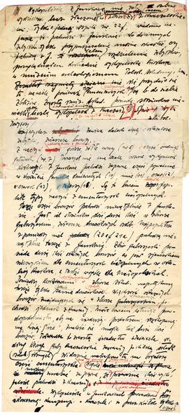 Fragment rękopisu artykułu Józefa Żurowskiego pt. "Wykopaliska z cmentarzysk ciałopalnych Kw...