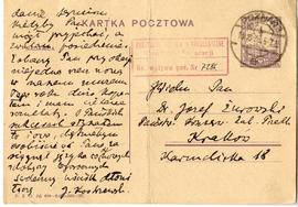 Kartka pocztowa z rękopisem listu Józefa Kostrzewskiego do Józefa Żurowskiego z dnia 12.10.1926 r...