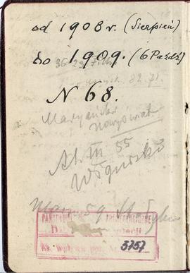 Notatnik nr 68 z odręcznymi notatkami Erazma Majewskiego z okresu od 08.08.1908 r. do 06.10.1909 ...