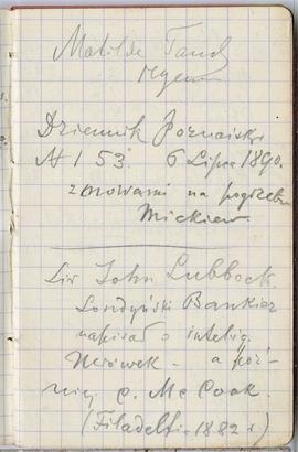 Notes nr 35 z wpisami odręcznymi  Erazma Majewskiego z okresu od 10.07.1890 r. - 25.10.1890 r.  s...