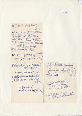 Notatki z roku 1941 r. (09-29.04.1941 r.) dotyczace rozkazu przewiezienia zbiorów min Muzeum Eraz...