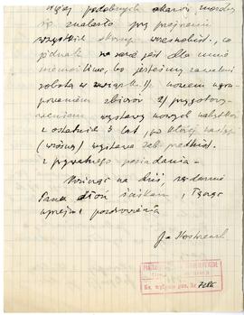 Fragment rękopisu listu Józefa Kostrzewskiego do Józefa Żurowskiego  niedatowany  strona 2