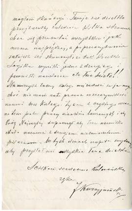List (rękopis) od J. Kurzyjańskiego do Erazma Majewskiego  strona 2
