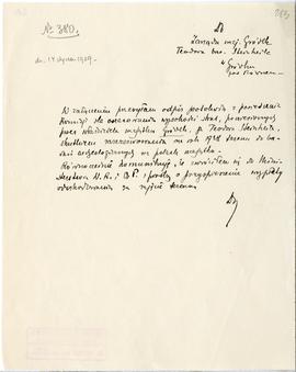 Rękopis. Pismo konserwatora Michała Drewko z dnia 14 stycznia 1929 r. do Zarządu Majątku Gródek -...