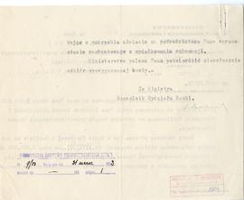 Maszynopis. Pismo nr 2407-IV/23 z dnia 8 marca 1923 r. Ministerstwa Wyznań Religijnych i Oświecen...