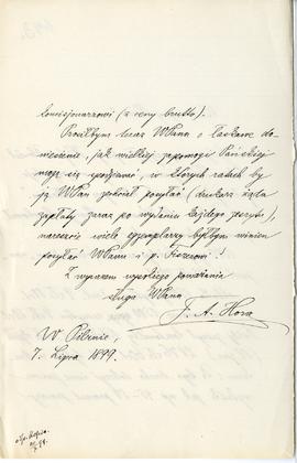 List od prof. F. A. Hory do Erazma Majewskiego (rękopis)  strona 2