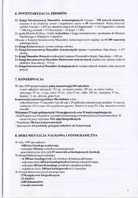Państwowe Muzeum Archeologiczne w Warszawie. Sprawozdanie z działalności w roku 1999.  Maszynopis...