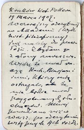 Notatnik nr 65 z odręcznymi notatkami Erazma Majewskiego z okresu od 19.03.1907 r. do 15.11.1907 ...