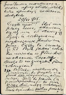 Notatnik nr 83 z odręcznymi notatkami Erazma Majewskiego z okresu od 26.06.1915 r. do 06.08.1915 ...